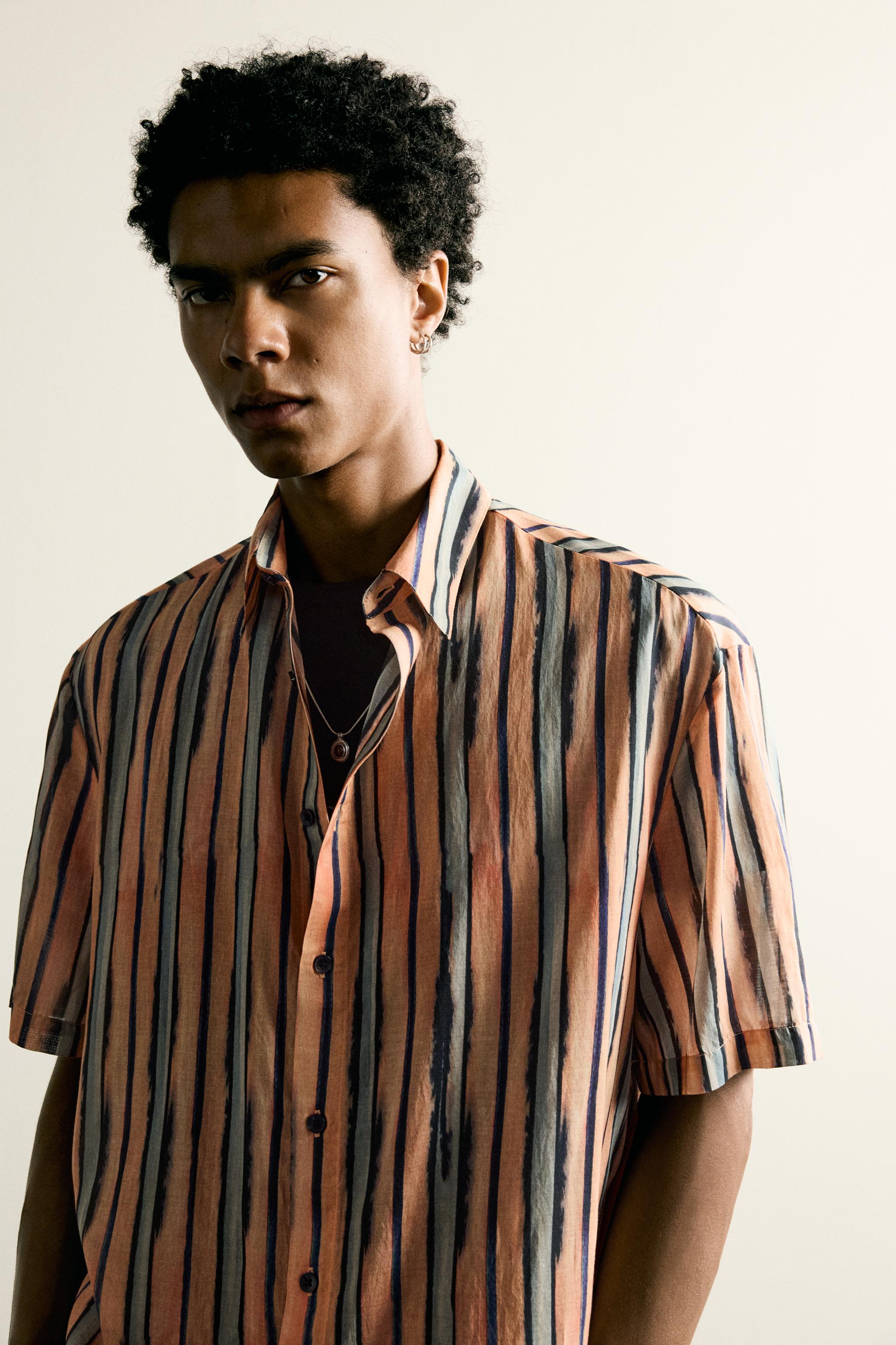 CHEMISE À RAYURES COTON-VISCOSE